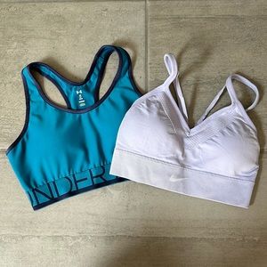 2 XS sports bra. Nike and Under Armor. Worn once each.